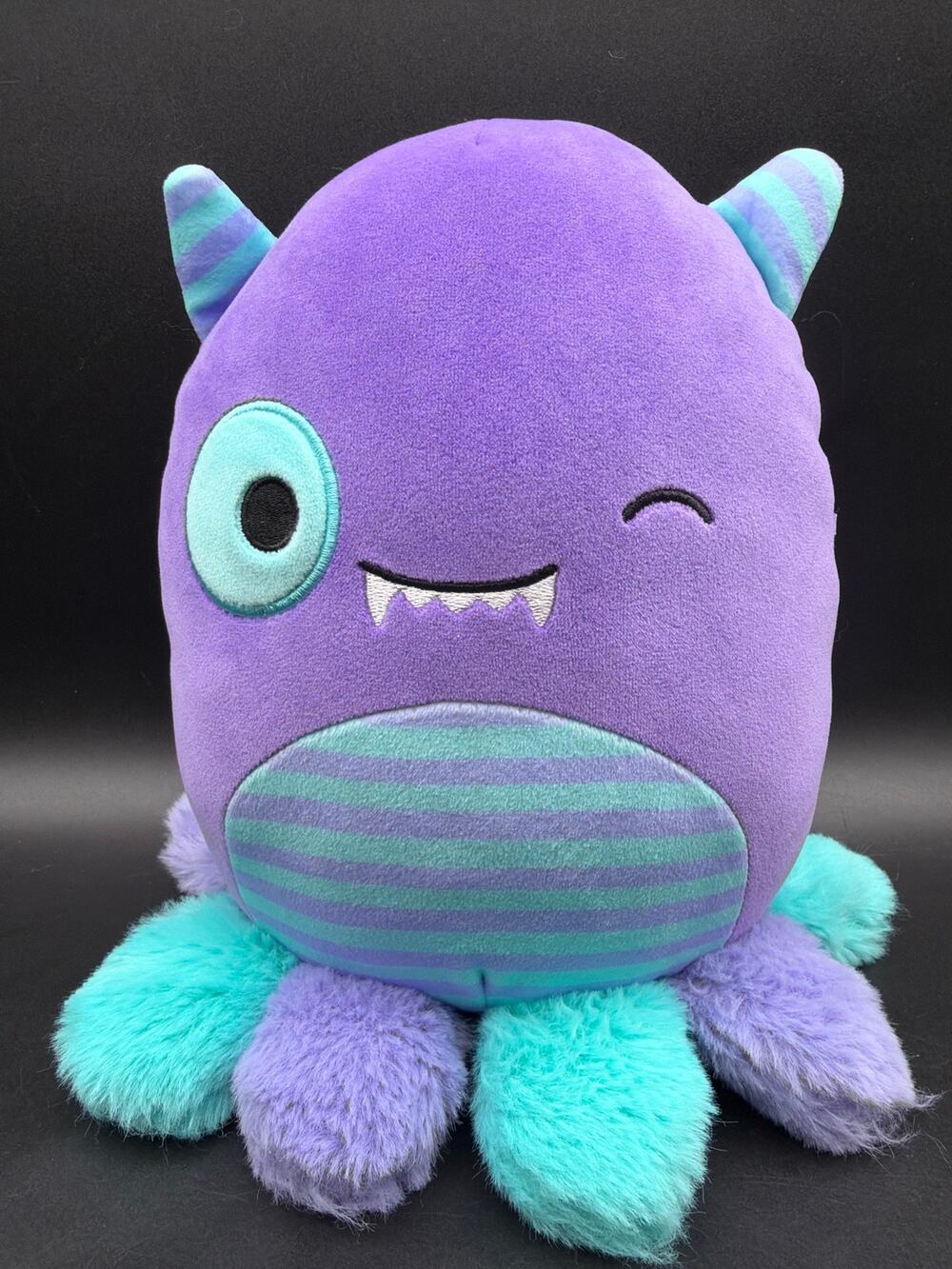 Squishmallows Halloween Alphonso Octopus Plush 10” Purple Striped Horns Kellytoy